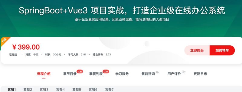 [530] SpringBoot+Vue3 项目实战，打造企业级在线办公系统风筝自习室-课程资源-网盘资源风筝自习室